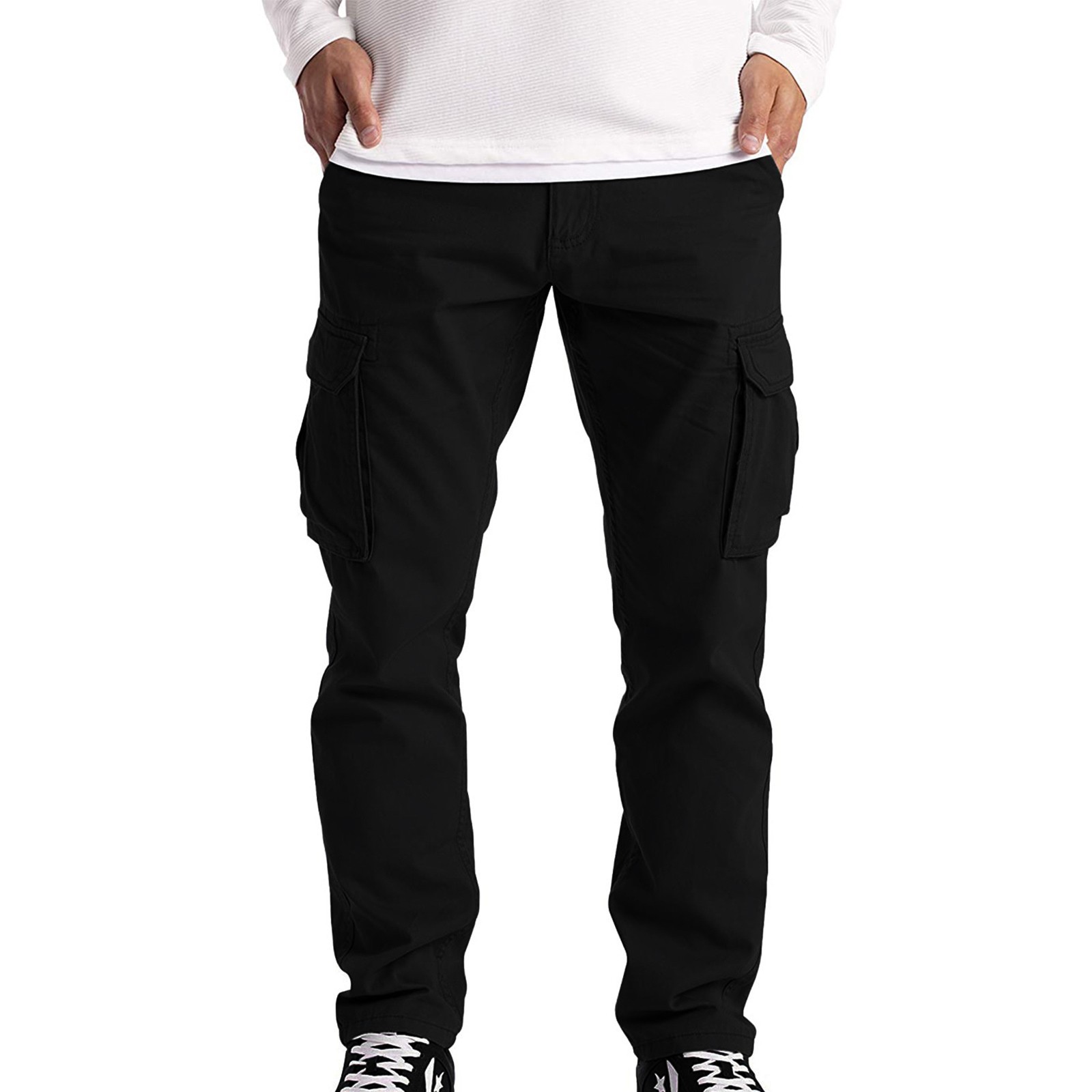 thumbnail image 3 of Pantalones cargo de trabajo para hombre: 6 bolsillos, poliéster, cintura media, para todas las estaciones, tallas S-XXXXXL., 3 of 8